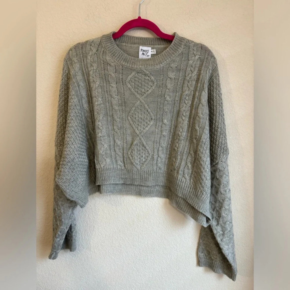 Princess Polly The Stan Gray Cropped Cable Knit Sweater M/L - Picture 3 of 10